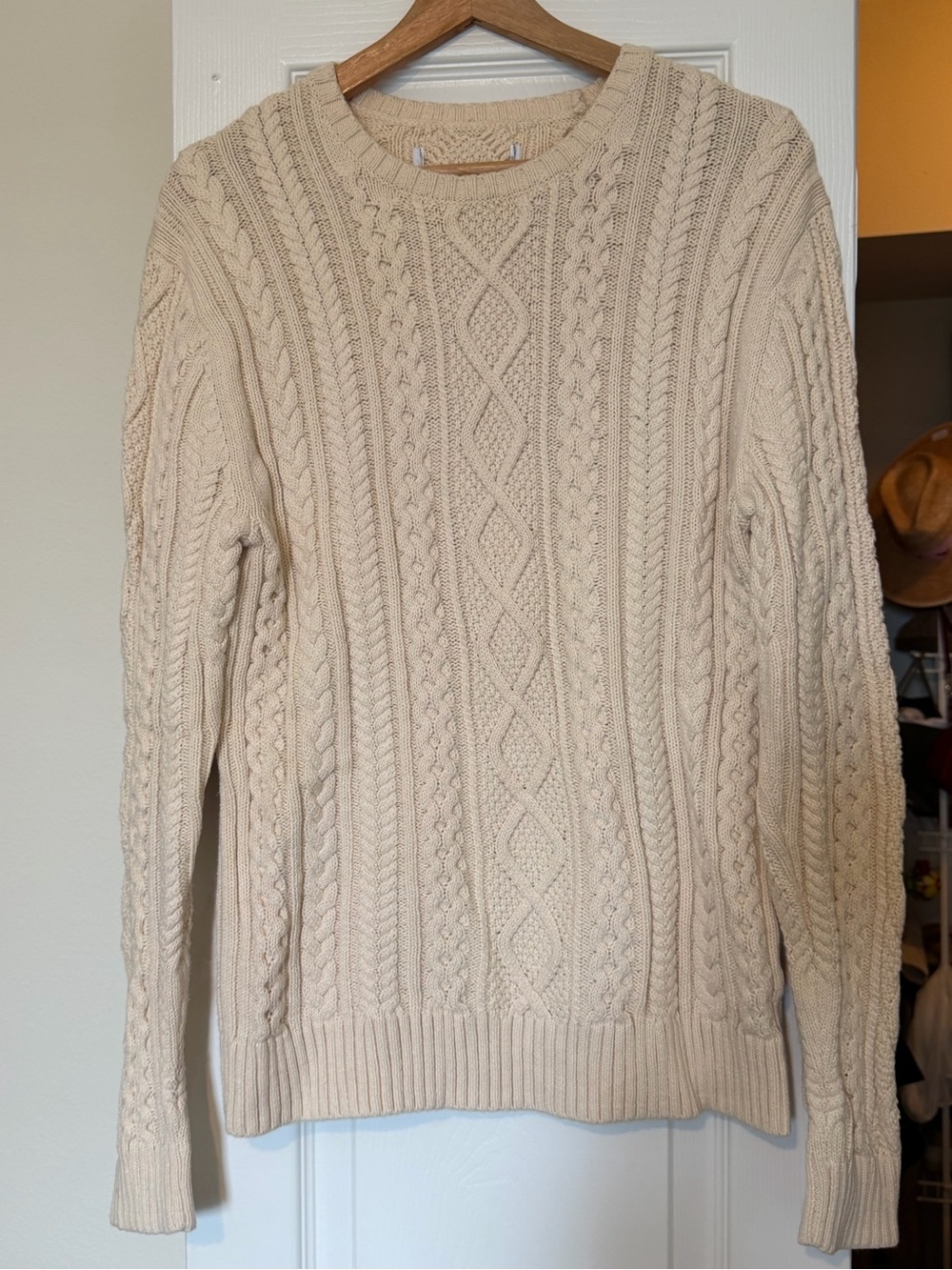 Men's Cable Knit Crewneck Sweater - Cream